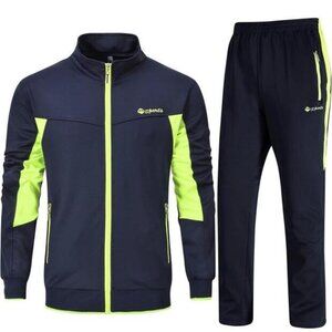 NEW BGOWATU Men's Tracksuit Athletic 2-piece set Casual Full Zip small blue